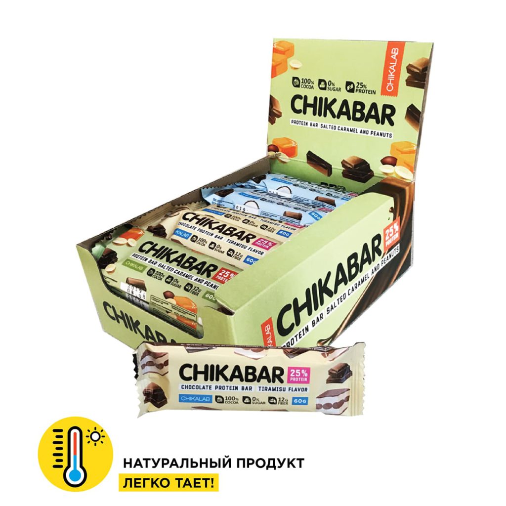 Протеиновый батончик Chikalab – Chikabar Bombbar - Ассорти в молочном шоколаде (20 шт.):изображение