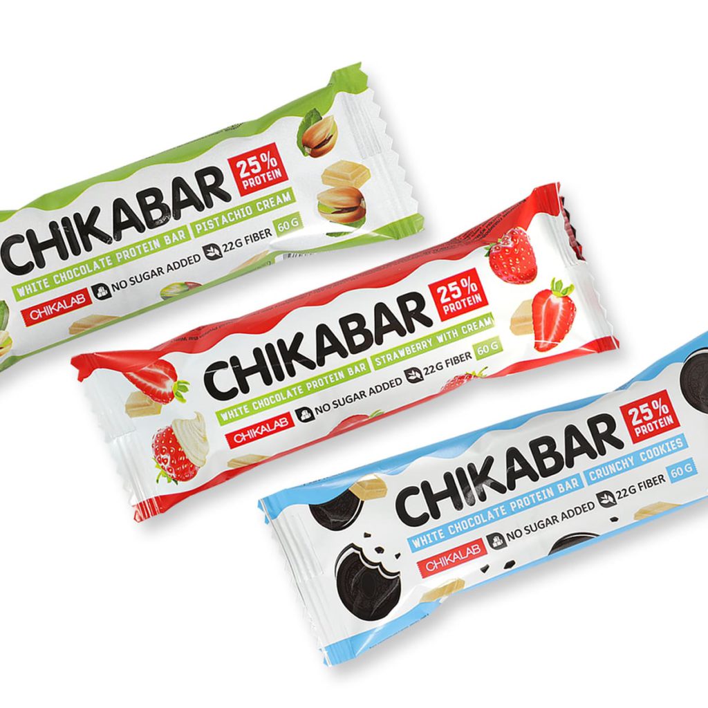 Протеиновый батончик Chikalab – Chikabar Bombbar - Ассорти в белом шоколаде (20 шт.):изображение